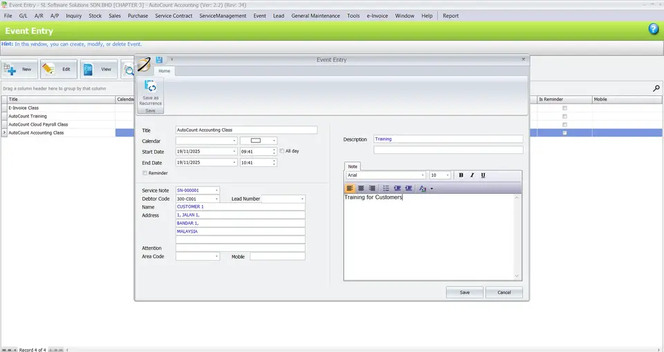 AutoCount Event Management