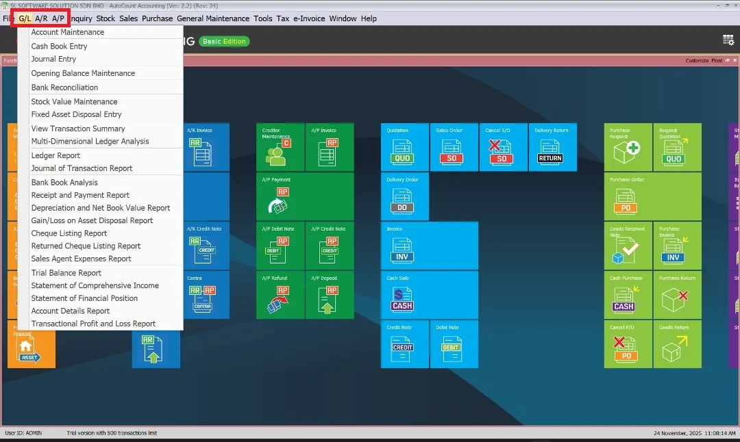 example Accounting & Finance Modules