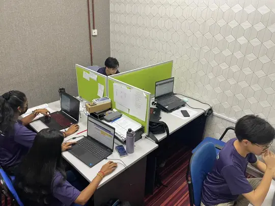 Modern workspace with tech setup