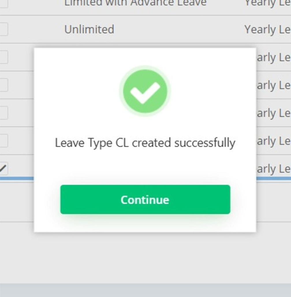Save Leave Type Completed