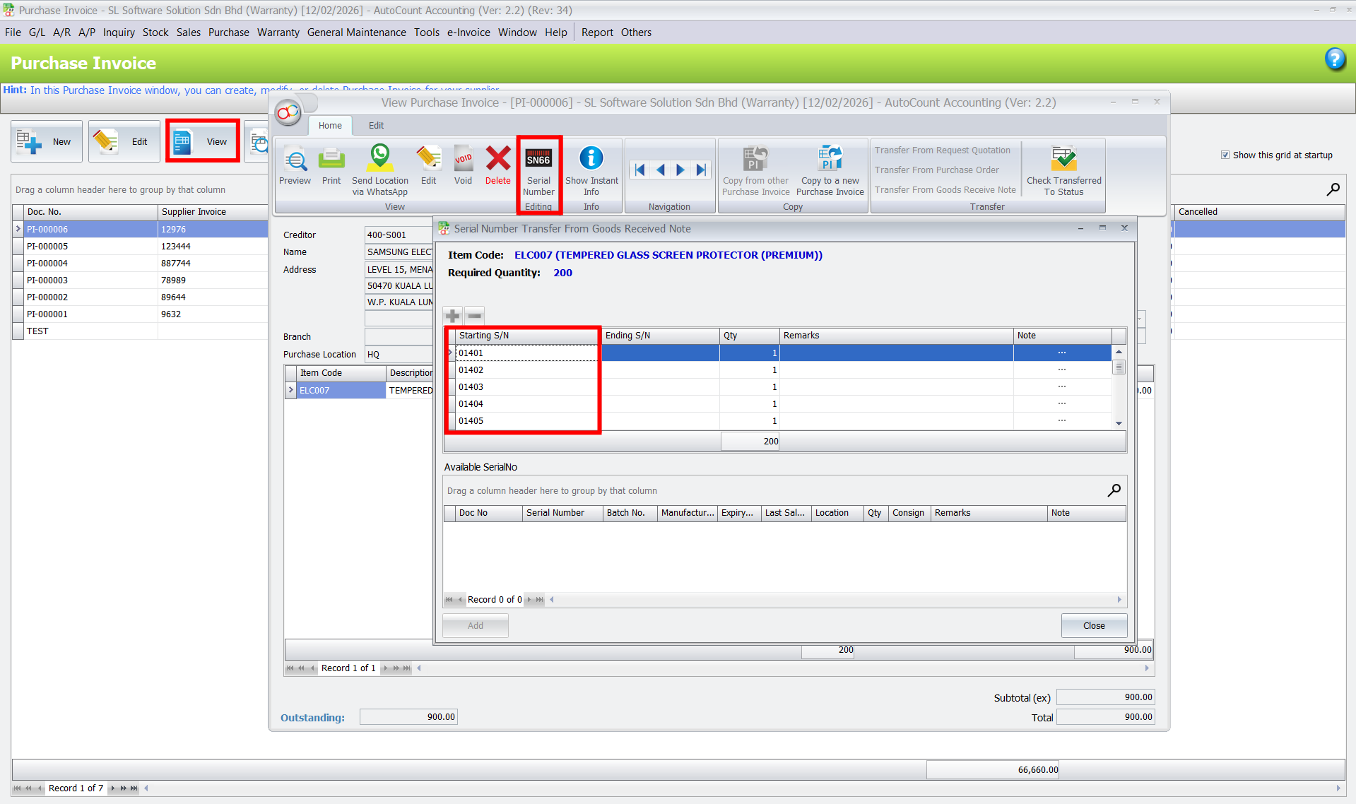 Purchase Invoice(warranty 2.0 plugin)
