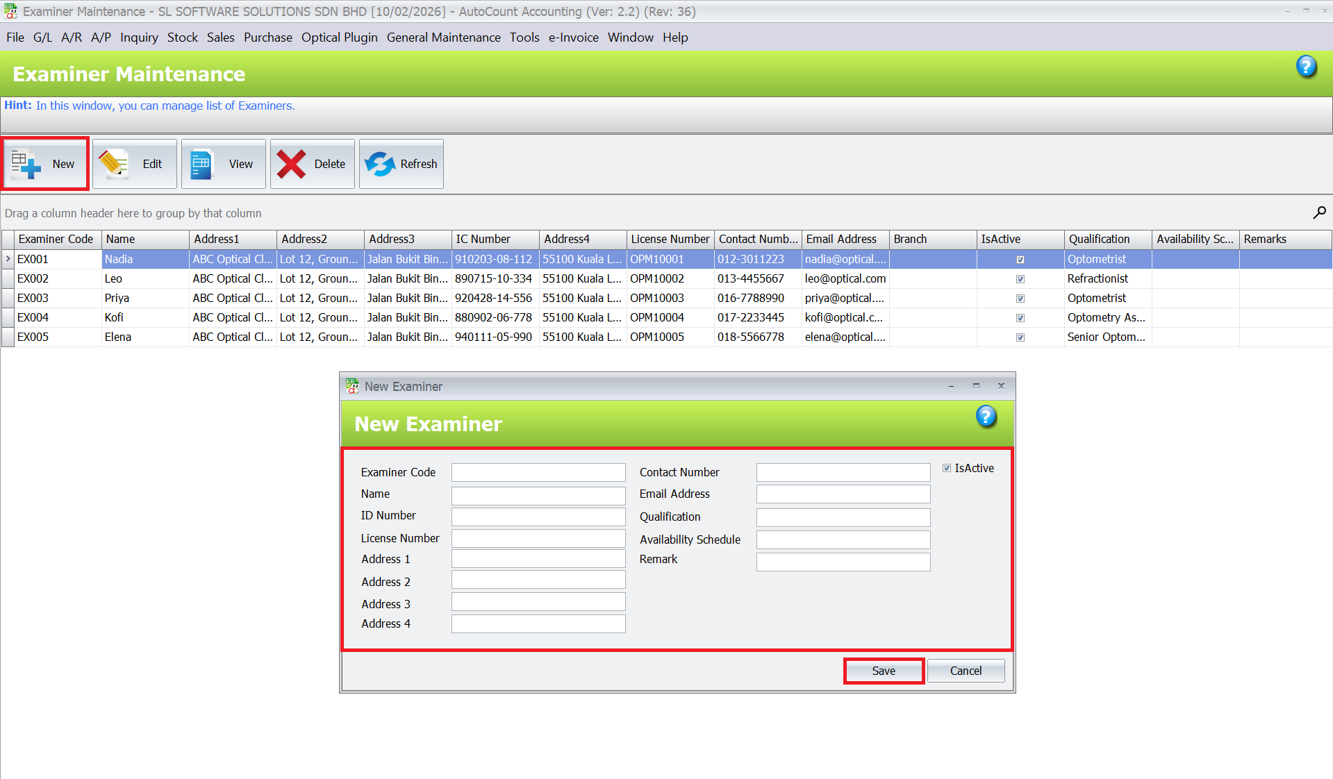 Examiner Maintenance 3
