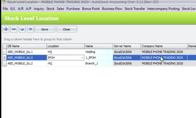 Stock Level Location