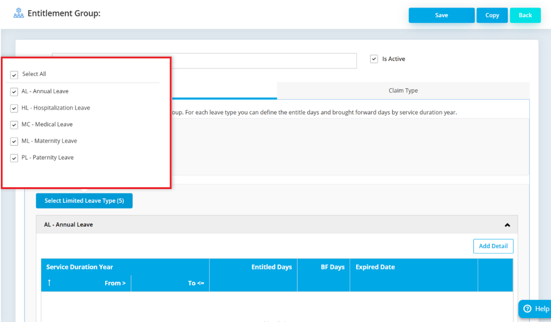 Adding detailed entitlement ranges