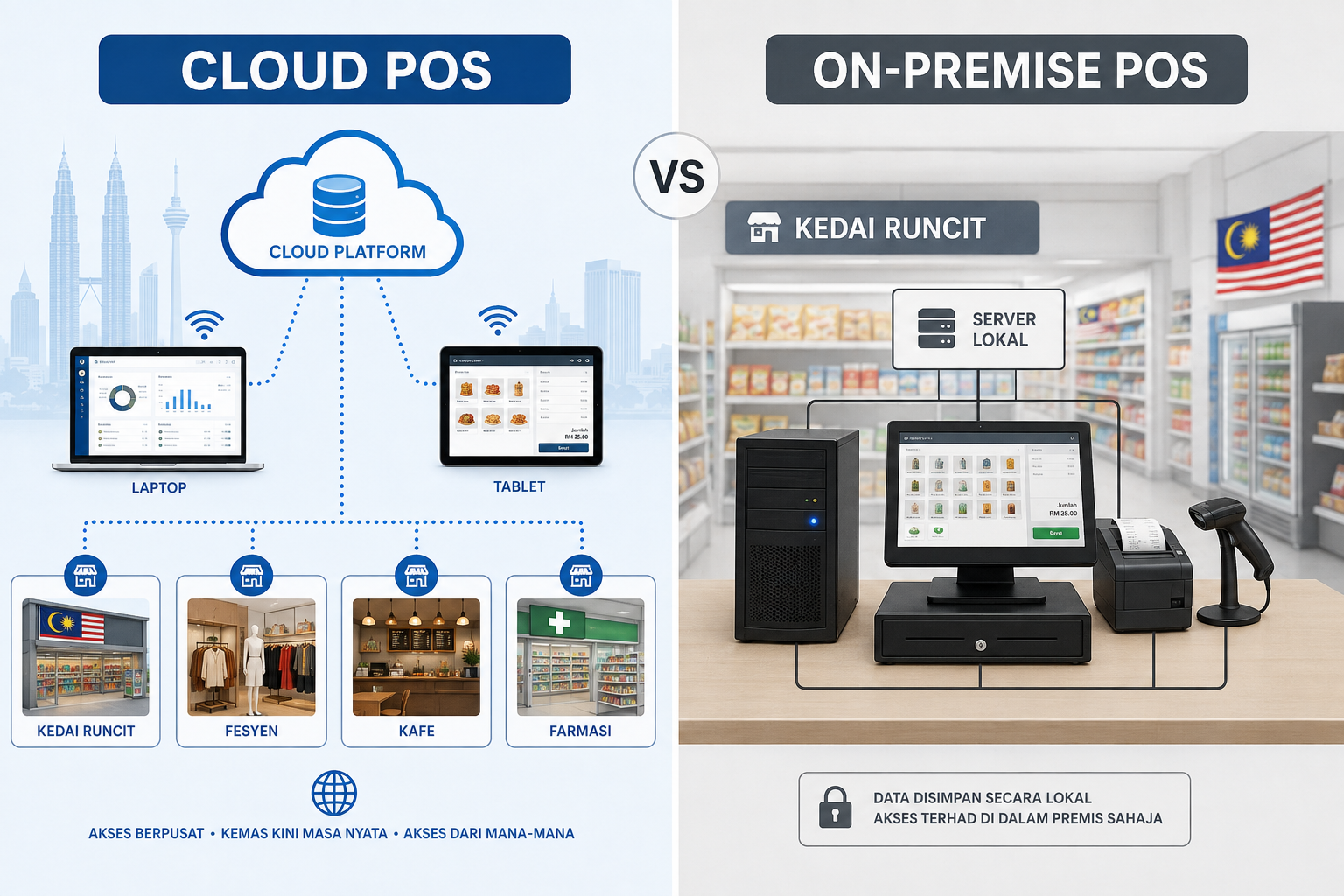 Cloud POS vs on-premise retail POS system comparison